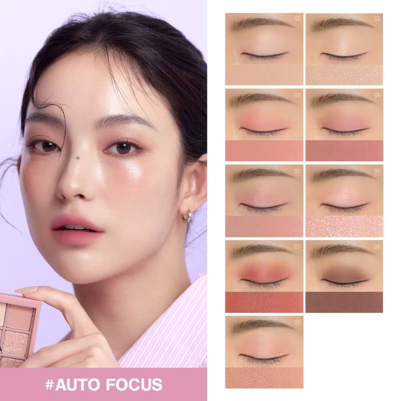 3CE Multi Eye Color Palette, matte, shimmer, glitter shades smooth layering texture with buildable pay off no clump