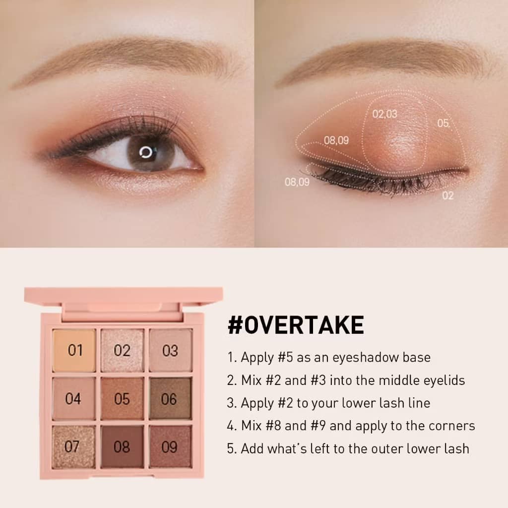 3CE Multi Eye Color Palette, matte, shimmer, glitter shades smooth layering texture with buildable pay off no clump