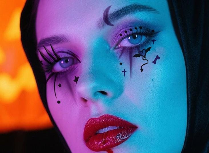 Halloween Makeup Face Stickers | Cute Pumpkin, Heart & Blush Designs | Scar Tattoo Stickers