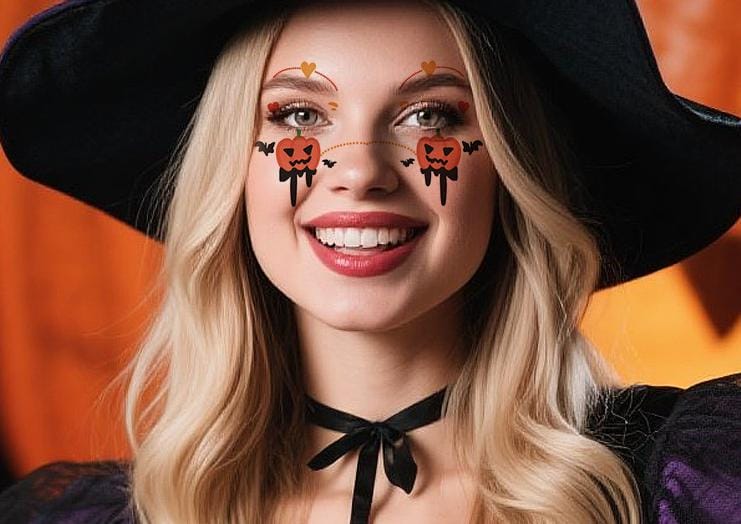 Halloween Makeup Face Stickers | Cute Pumpkin, Heart & Blush Designs | Scar Tattoo Stickers