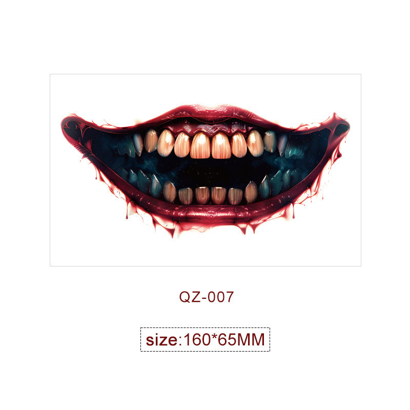 Halloween Mouth Special Effects Tattoo Stickers – Horror Fake Scars & Wound Makeup for Cosplay & Parties