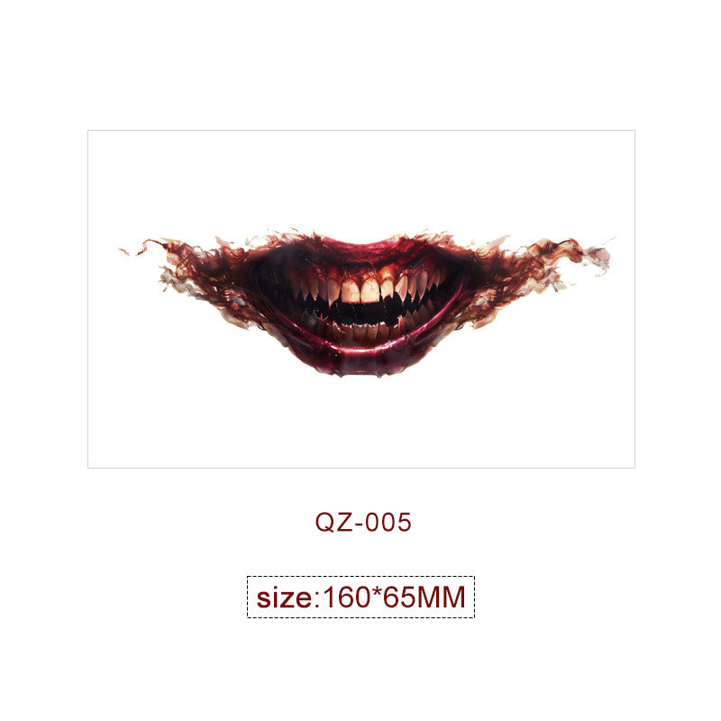 Halloween Mouth Special Effects Tattoo Stickers – Horror Fake Scars & Wound Makeup for Cosplay & Parties