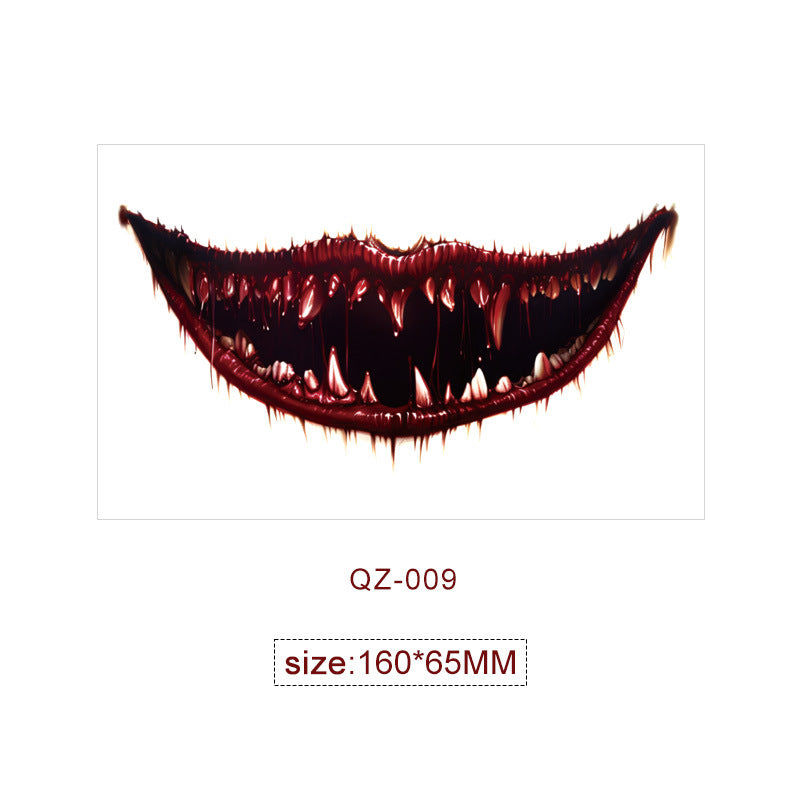 Halloween Mouth Special Effects Tattoo Stickers – Horror Fake Scars & Wound Makeup for Cosplay & Parties