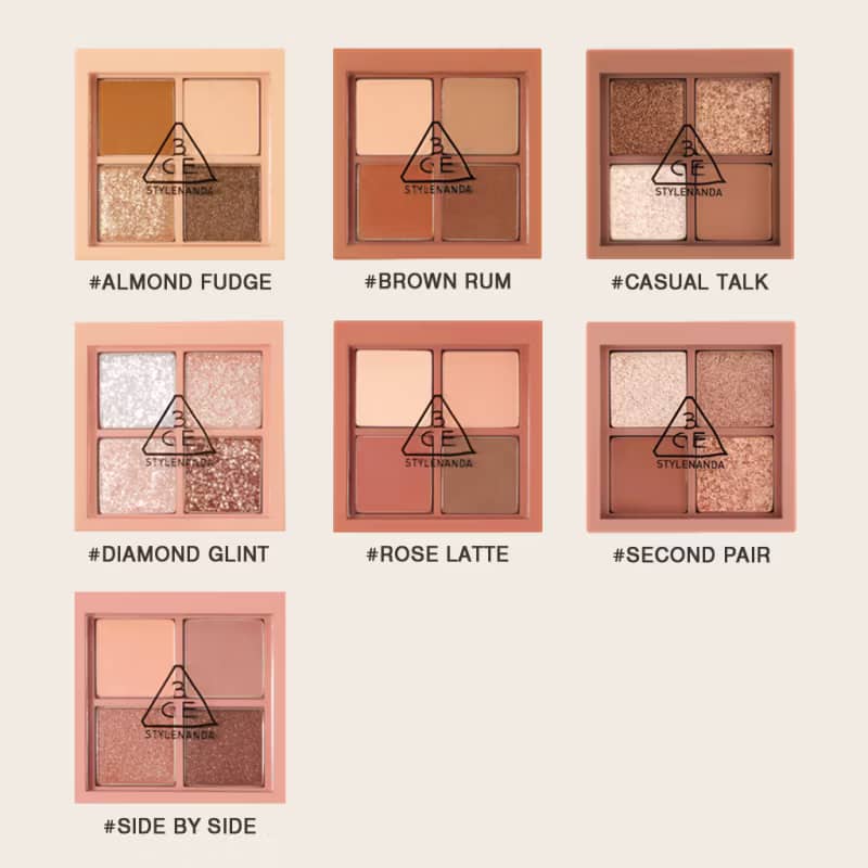 3CE Mini Multi Eye Color Palette, 4 blendable smooth texture, high pigment color pay-off, crease free natural look