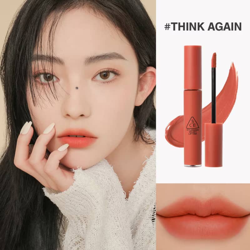 3CE Velvet Lip Tint Lipstick, Smooth matte creamy airy texture, with rich pigments for soft-blurred comforting look.