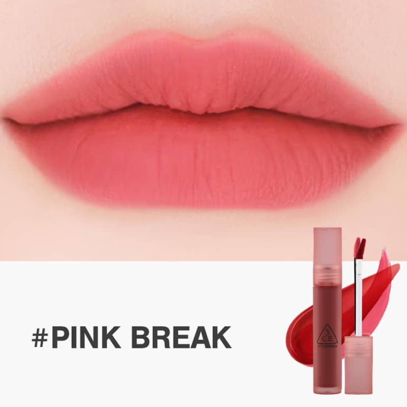 3CE Velvet Lip Tint Lipstick, Smooth matte creamy airy texture, with rich pigments for soft-blurred comforting look.