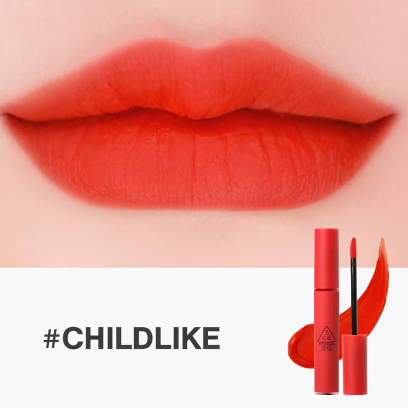3CE Velvet Lip Tint Lipstick, Smooth matte creamy airy texture, with rich pigments for soft-blurred comforting look.