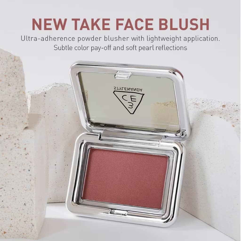 3CE New Take Face Blush, Vibrant color payoff soft shimmering pigment, blends seamlessly for natural radiant glow
