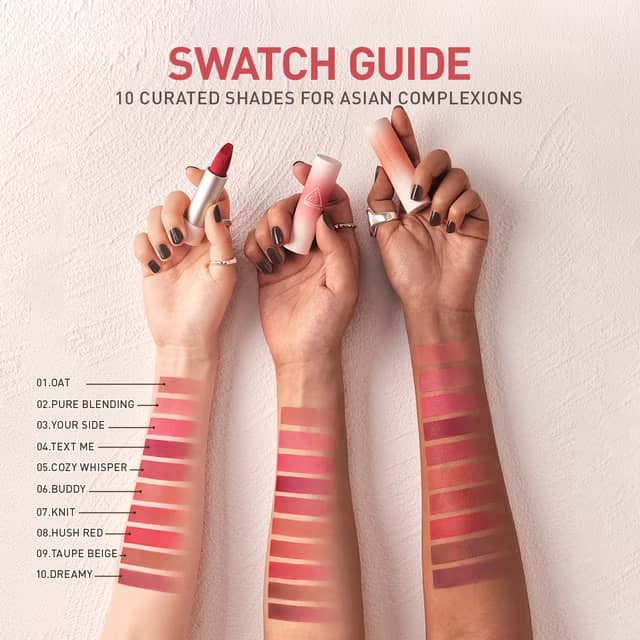 3CE Cashmerehug Lipstick, Ultra-soft matte lipstick, blur lip lines, luxury color and all-day comfort, smooth cashmere