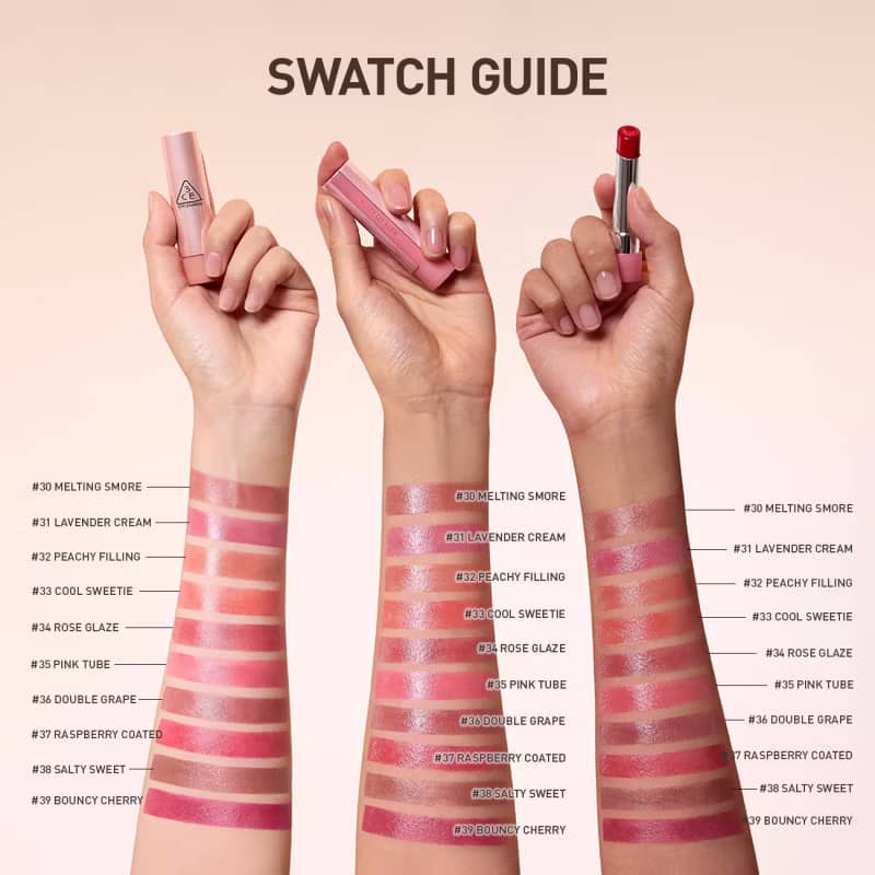 3CE Glazy Lip Glow Korean tinted lip balm gloss luminous hydrating healthy shine moisture coconut oil non-sticky