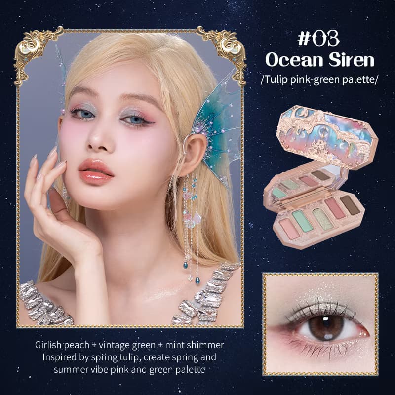 Flower Knows Moonlight Mermaid Series 5-Color Jewelry Eyeshadow Palette 6.3g