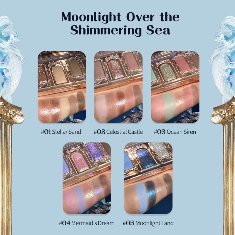 Flower Knows Moonlight Mermaid Series 5-Color Jewelry Eyeshadow Palette 6.3g