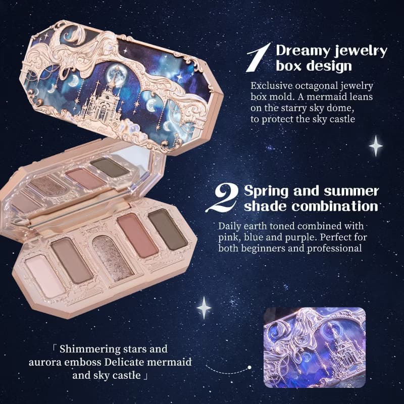 Flower Knows Moonlight Mermaid Series 5-Color Jewelry Eyeshadow Palette 6.3g