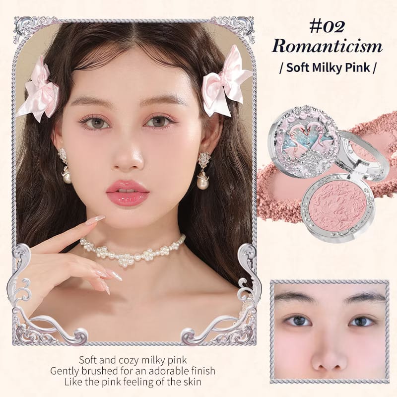 Flower Knows Swan Ballet Series Embossed Soft Blush Powder – 5g