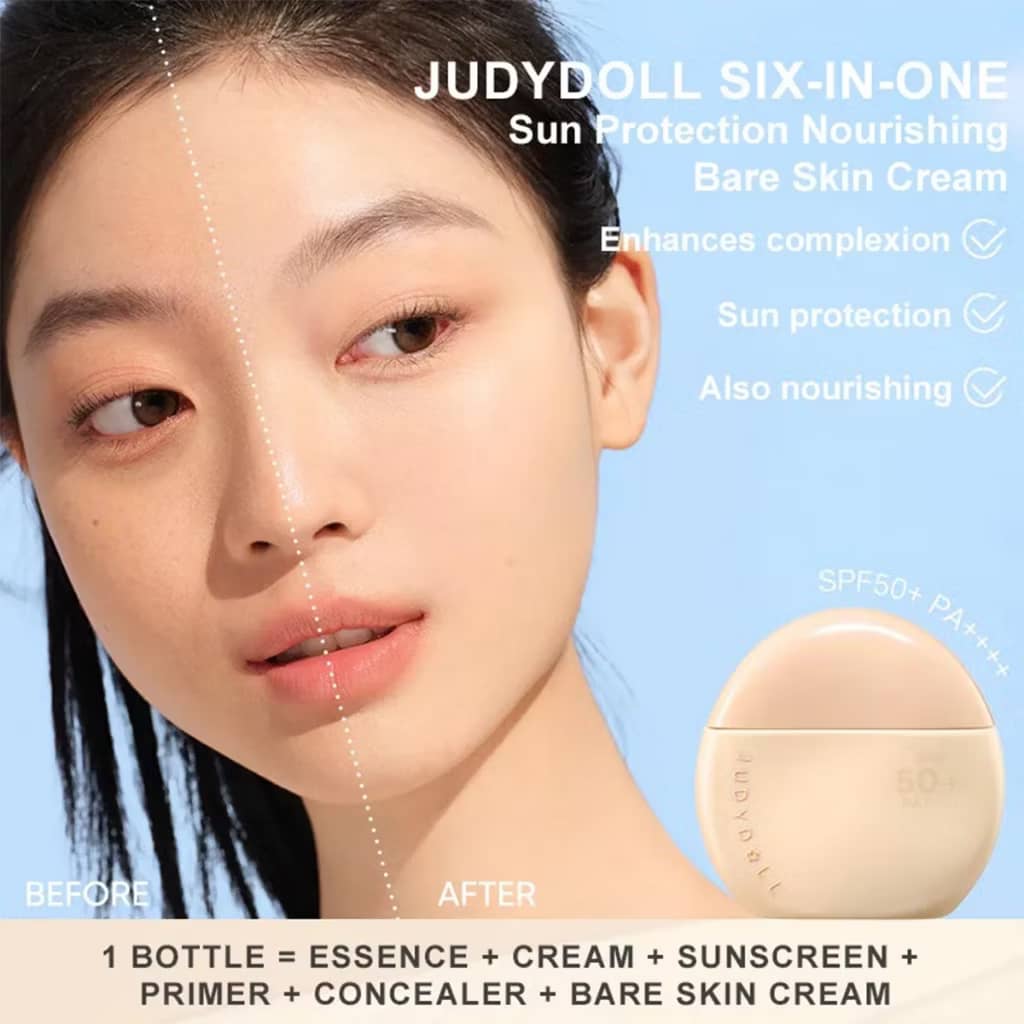 JUDYDOLL 6In1 Sunscreen Makeup Cream SPF50+ Enhance Nourishing Skin Isolation Moisturizing Isolation Lightweight