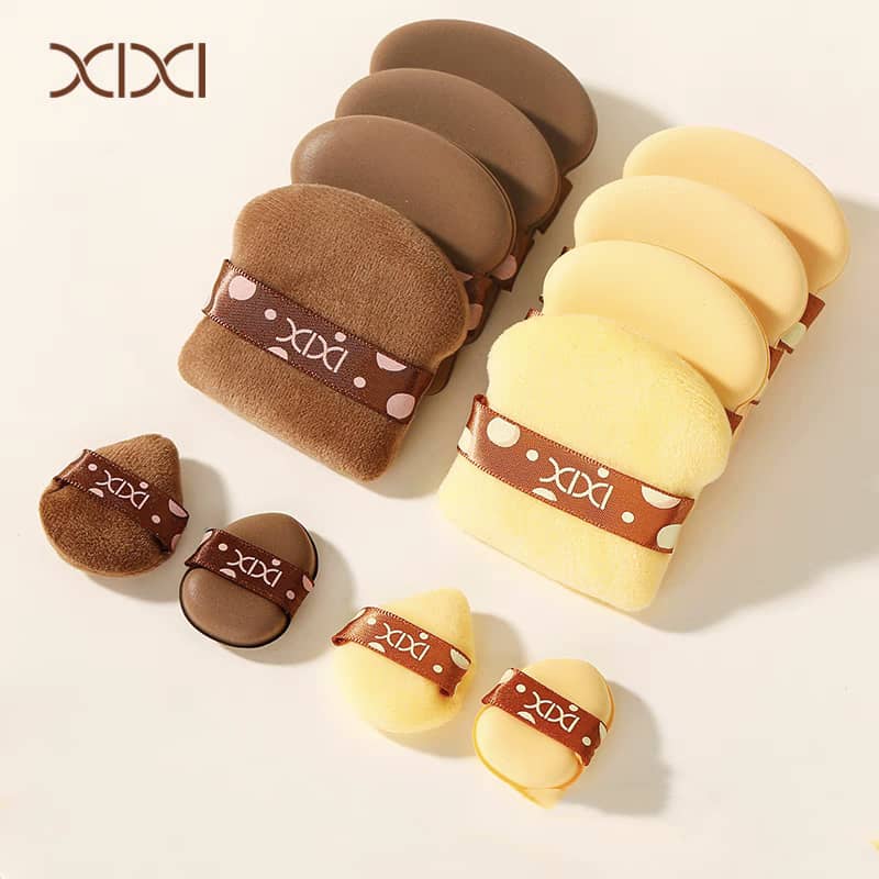 XIXI Multi-Functional Puff Set | 6 Pieces (2 Cushion Puffs + 1 Velvet Puff + 1 Leather Puff + 1 Leather Thumb Puff + 1 Velvet Thumb Puff)