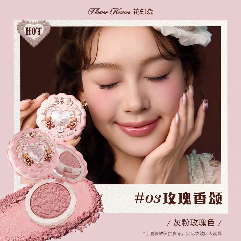 Flower Knows Sweet Bear Satin Blush with Embossed Design