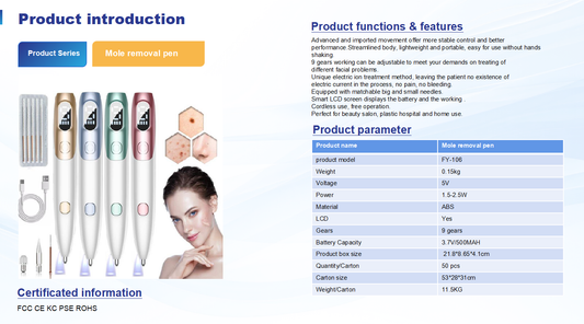 FY106 At-Home Mole Removal Pen - German "Little White" Laser Beauty Device with Blue Light Spot Treatment