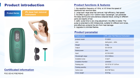 B501 Non-Ice Point Laser Hair Removal Device - Home Use IPL Hair Remover for Women (Full Body & Underarms)