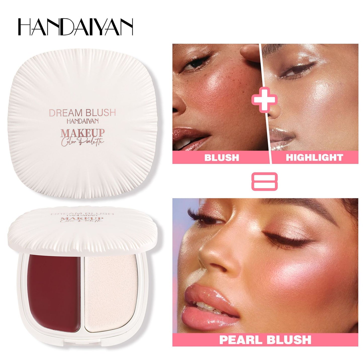 HANDAIYAN 2-in-1 Blush & Highlighter Palette