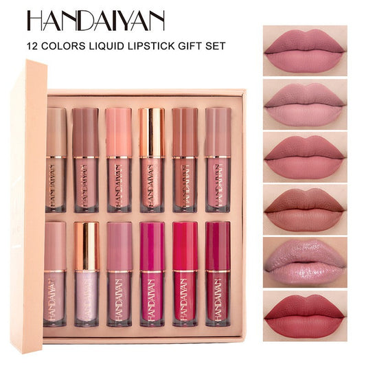 HANDAIYAN 12-Color Pearlescent Lip Gloss Palette