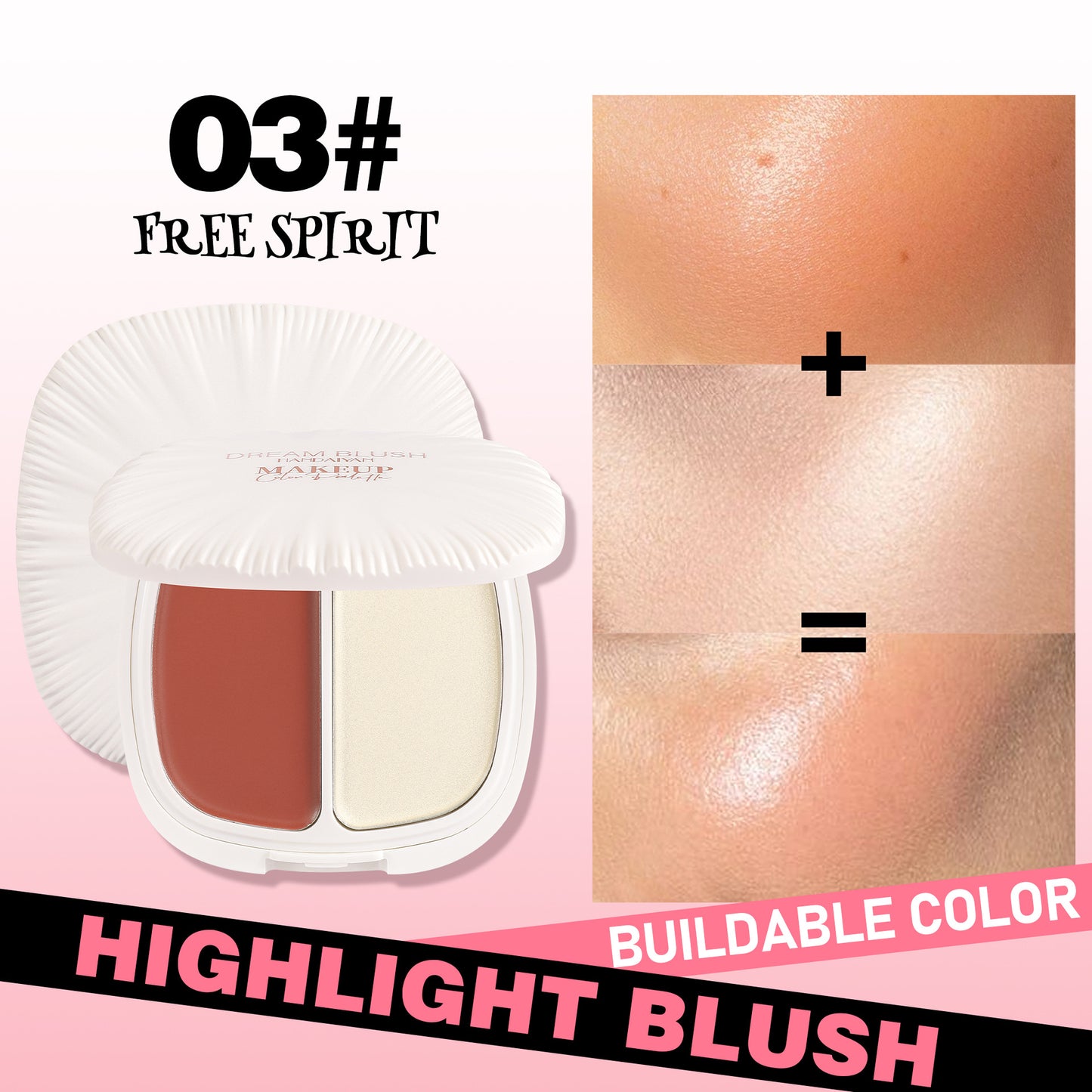 HANDAIYAN 2-in-1 Blush & Highlighter Palette