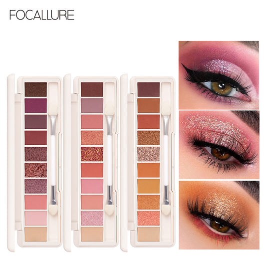 FOCALLURE 10-Color Eyeshadow Palette - Highly Pigmented & Blendable