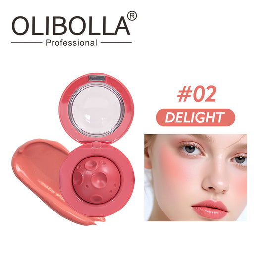 OLIBOLLA Moon-Shaped Velvet Glow Blush & Lip Mud 2-in-1