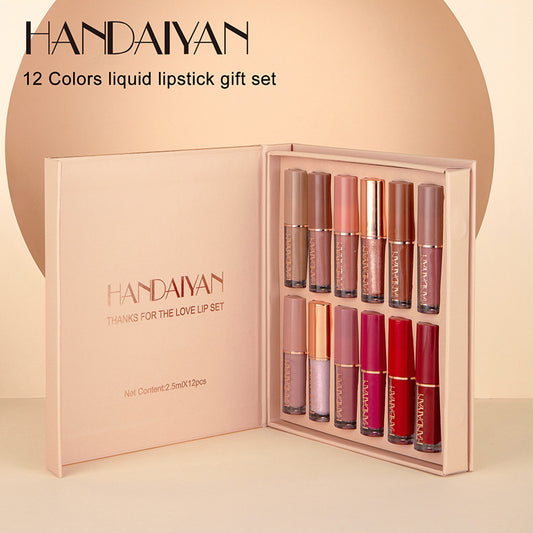 HANDAIYAN 12-Color Pearlescent Lip Gloss Palette
