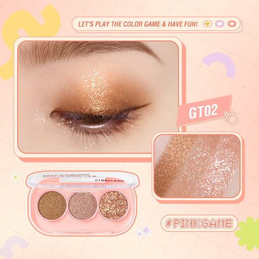 PINKFLASH 3-Color Girly Eyeshadow Palette