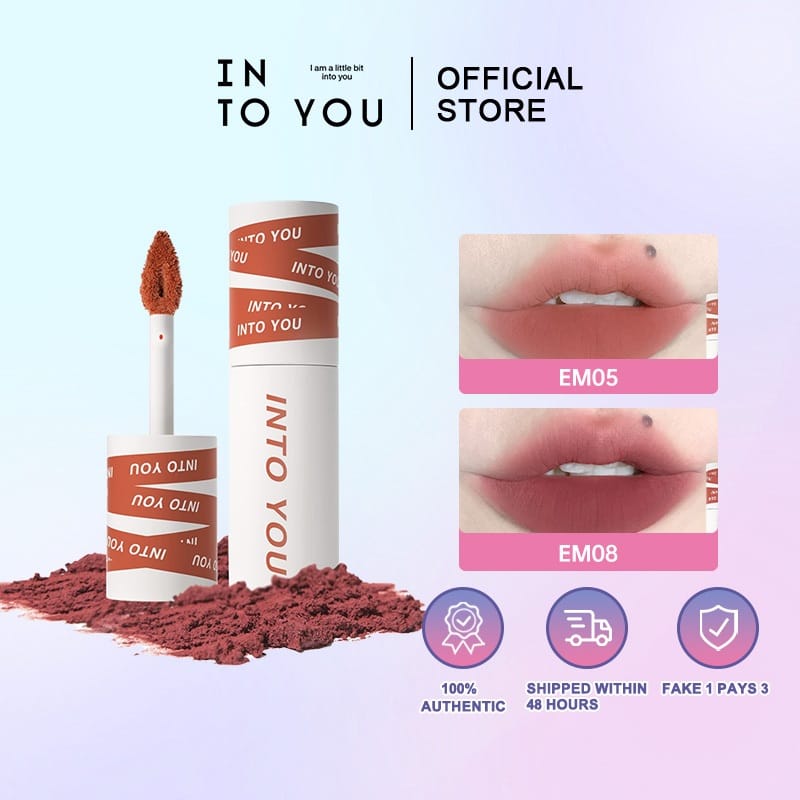 INTO YOU heroine lip mud matte lip and cheek dual-use long-lasting non-stick lip mud lipstick