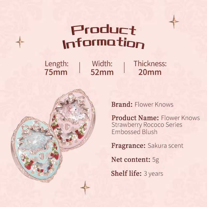 Flower Knows Strawberry Rococo Series Blush | Single Shade 5g | Long-Lasting Soft Matte Finish