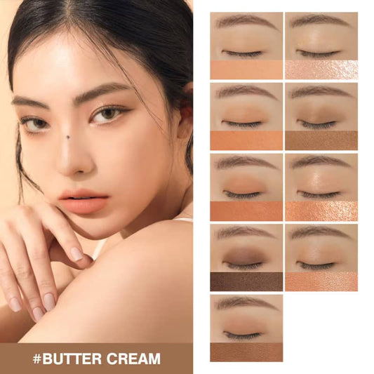 3CE Multi Eye Color Palette, matte, shimmer, glitter shades smooth layering texture with buildable pay off no clump