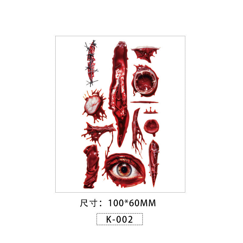 Halloween Face Makeup Stickers – Scary Temporary Tattoos with Wounds & Horror Scar Effects