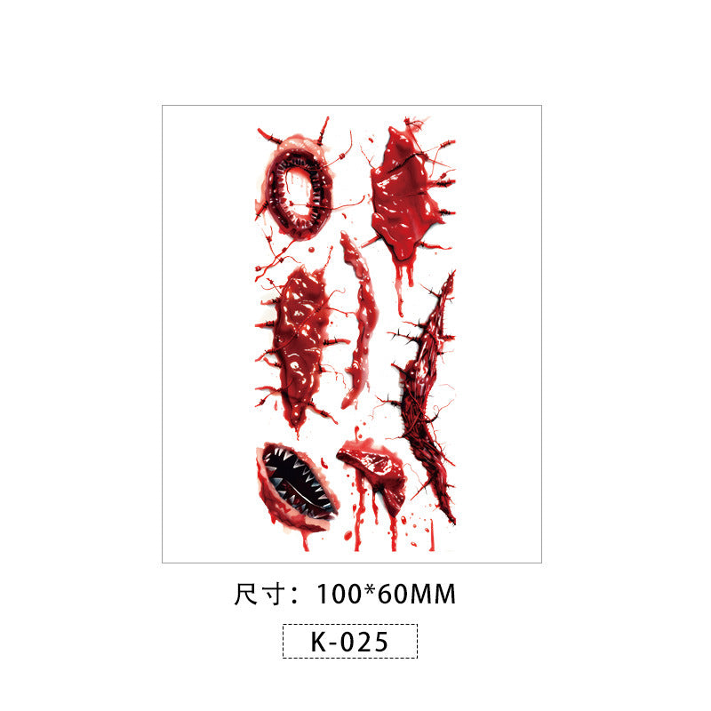 Halloween Face Makeup Stickers – Scary Temporary Tattoos with Wounds & Horror Scar Effects
