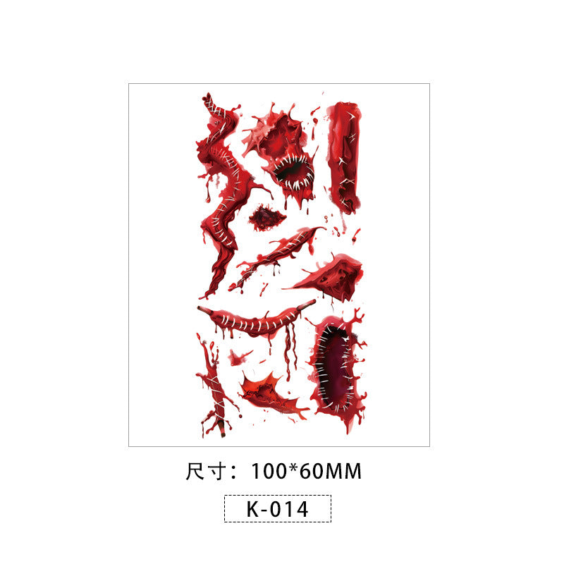 Halloween Face Makeup Stickers – Scary Temporary Tattoos with Wounds & Horror Scar Effects
