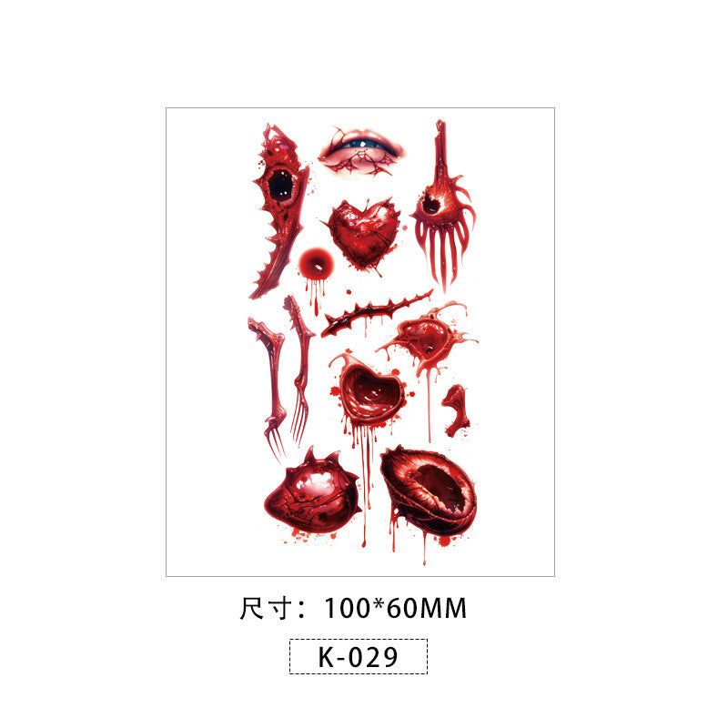 Halloween Face Makeup Stickers – Scary Temporary Tattoos with Wounds & Horror Scar Effects