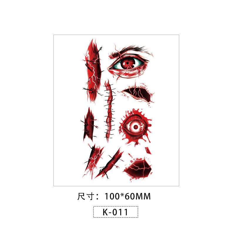 Halloween Face Makeup Stickers – Scary Temporary Tattoos with Wounds & Horror Scar Effects