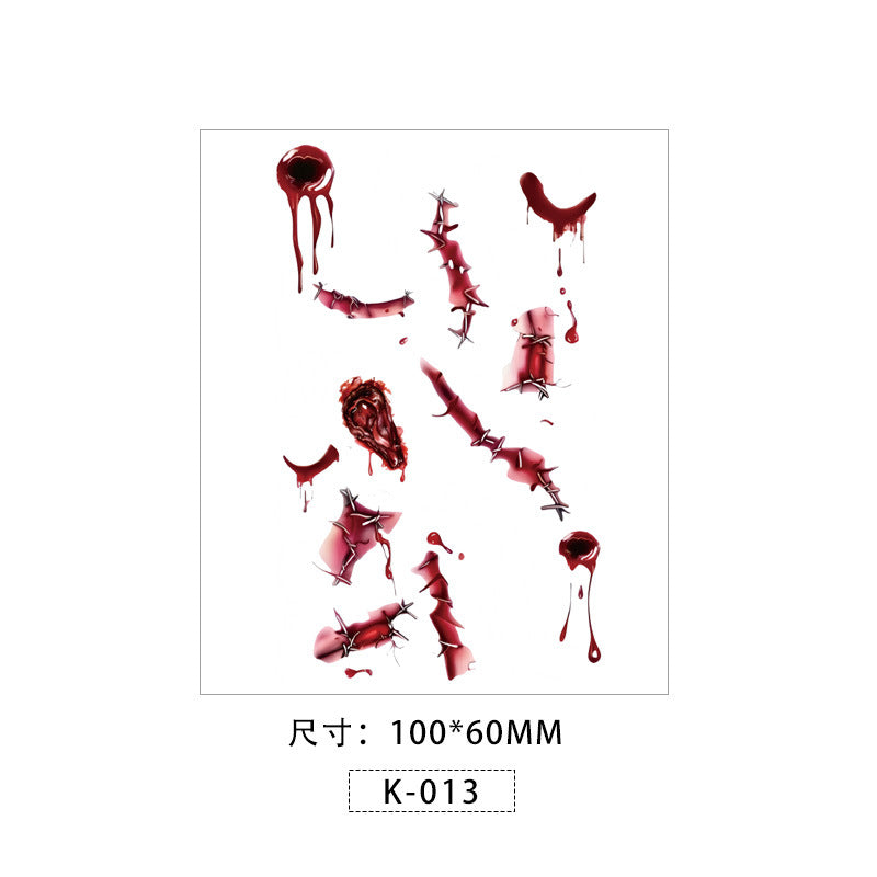 Halloween Face Makeup Stickers – Scary Temporary Tattoos with Wounds & Horror Scar Effects