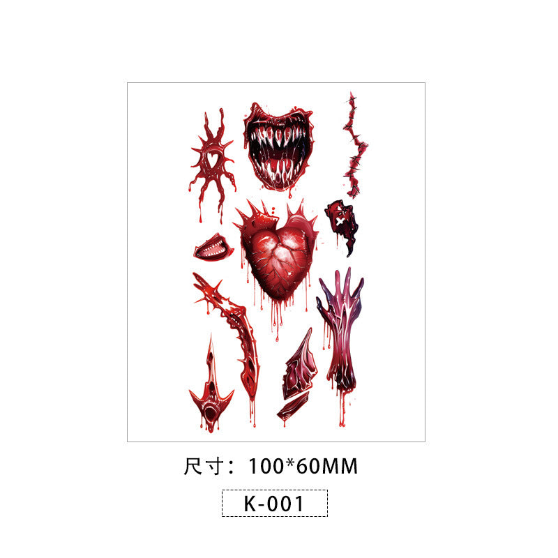 Halloween Face Makeup Stickers – Scary Temporary Tattoos with Wounds & Horror Scar Effects
