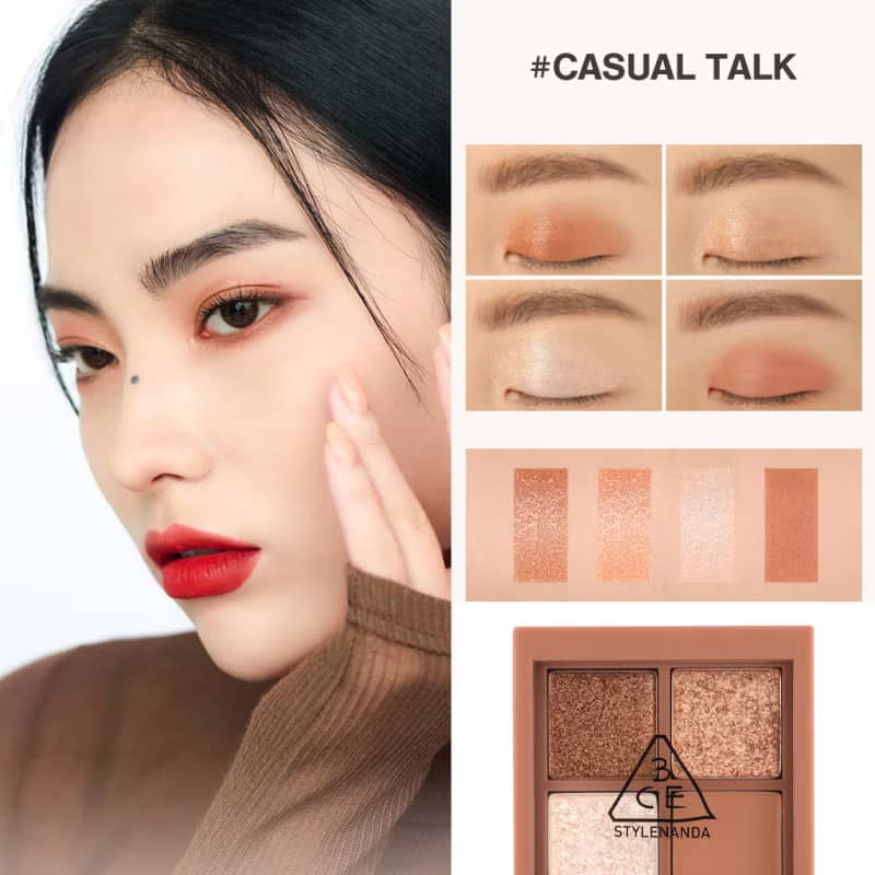 3CE Mini Multi Eye Color Palette, 4 blendable smooth texture, high pigment color pay-off, crease free natural look