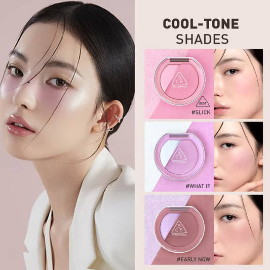 3CE Blushlighter, 2 in 1 matte blush and shimmery highlighter, with sebum-based blush which blurs pores and refines skin